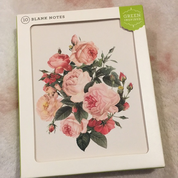 Rose Bouquet Garden Valentines Note Card Set of Ten BoxedSet NWT Green Inspired - Picture 16 of 16